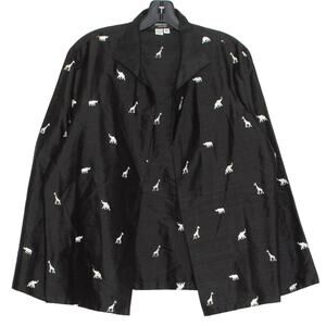 Nira Nira Womens Jacket Vintage Silk Animal Embroidered Safari Size Medium EX